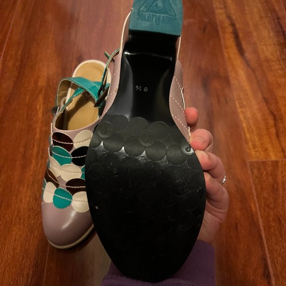 John Fluevog Tziporah Attic Polka Dot Slingback heels size 6.5 (would fit 6) - Picture 5 of 5